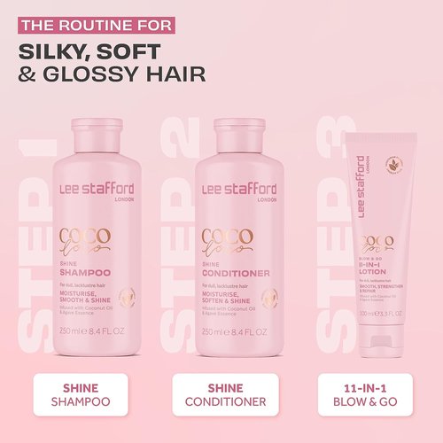 Lee Stafford Blow Dry Hair Lotion - 11-in-1 Leave-In Styling Cream, Heat Protectant & Hydrating Coconut Scent, 3.3 Fl Oz