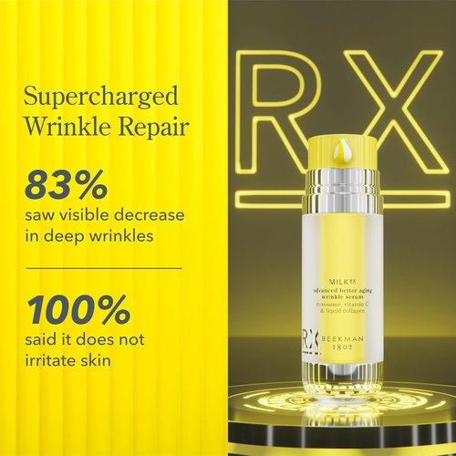 Beekman 1802 Milk RX Advanced Wrinkle Serum - Collagen & Vitamin C Face Serum with Peptides & Goat Milk Exosomes