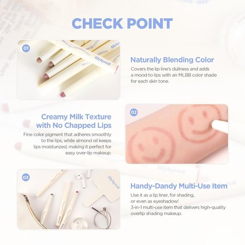 Lilybyred Smiley Lip Blending Stick - Korean 3-in-1 Lip Liner with Smooth Texture & Long-Lasting Matte Finish | 0.028 oz (01 Grin with Me)