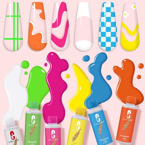 Gel Liner Nail Art Polish 6 Colors Thin Brush UV LED Soak Off Required Professional Paint Design Supplies Christmans Salon Home DIY