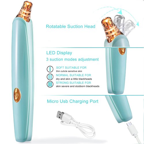 Blackhead Remover Pore Vacuum Cleaner - Upgraded Facial Pore Cleaner - Electric USB Pore Vacuum with 5 Probes - Upgraded Blackhead Suction Tool - Blackhead Remover Kit