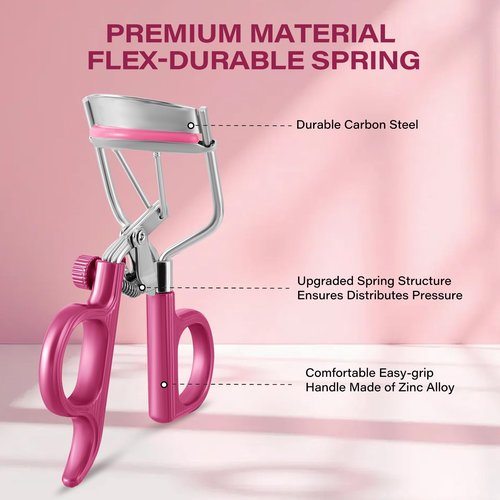 Eyelash Curler with 3 Refill Pads of 3 Different Firmness, Upgraded Material Handle, Achieve Precise Control, Professional Lash Curler Features a Built-in Lock for Easy Storage & Travel, Gentle & Safe