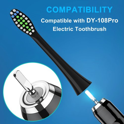 Replacement Toothbrush Heads for COSLUS DY-108Pro Electric Toothbrush,Sonic Electric Toothbrush with Covers(Black)