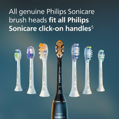 Philips Sonicare C3 Two-in-One - Genuine Replacement Electric Toothbrush Heads, Black, 2 Pack, HX9042/95