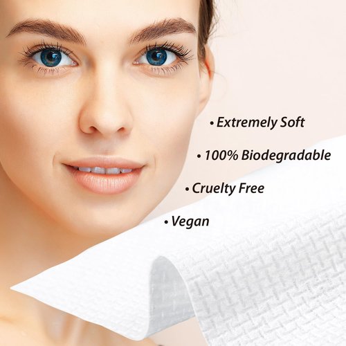Disposable Face Towels, Biodegradable Facial Towels Clean Face Towels XL, Super Soft and Thick, Makeup Remover Dry Wipes, Face Cloths for Sensitive Skin, 10"×12" 50 Count (Aureate, Deluxe 10x12)