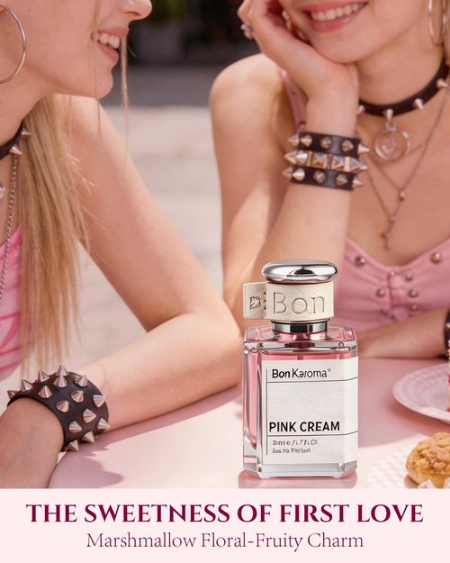 **Pink Cream Eau de Parfum for Women - Long-Lasting 1.7 oz Spray with Strawberry, Rose, Praline & Musk Notes**