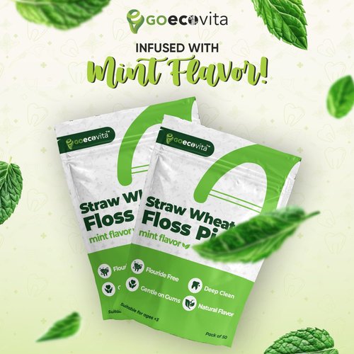 Dual Line Dental Floss Picks - Straw Wheat Flossers | Thin & Shred-Resistant Thread for Tight Gaps | Dental Flossers for Adults | Gentle on Gums & Teeth (200 Pack, Mint)
