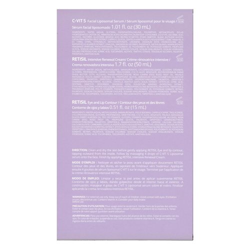 Sesderma Intense Renewal Gift Set - C-VIT 5 Vitamins Serum 1.0 fl Oz, RETISIL Pro-Aging Cream 1.7 fl Oz & Eye and Lip Contour 0.5 fl Oz | Brighten & Nourish All Skin Types