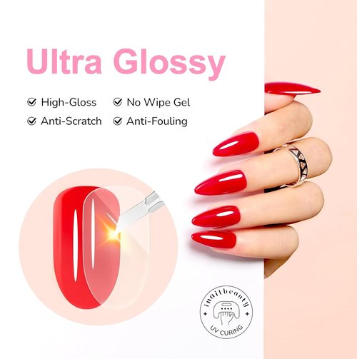 Hema Free Gel Top Coat - Long Lasting Clear UV/LED TPO Free Formula | Hypoallergenic No Wipe 10ml