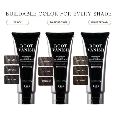 KIWABI Root Vanish Color Treatment - Light Brown Gray Root Camouflage with Natural Botanicals (150g, Paraben Free)
