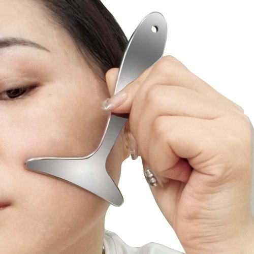 BYYDDIY Stainless Steel Manual Facial Sculptor Tool & Neck Massager Tool for Neck Skin Lifting & Firming & Wrinkle & Dark Circle Reducer,Gua Sha Massage Tool for Skin Care (Y)
