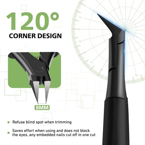 BALUCA Straight Edge Toenail Clippers for Thick Nails & Ingrown Toenails – Heavy Duty Straight Blade Toe Nail Clipper with Long Handle, Toe Nail Cutters for Adults, Seniors, Men and Women -Black
