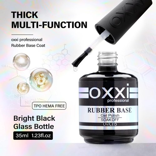 OXXI Professional 35ML Professional Rubber Base Gel Tpo Hema Free,Extra Thick Long-Lasting Nail Extension Builder Gel for Manicure,3X Volume Salon-Grade Chip Resistant Base Coat Gel Polish
