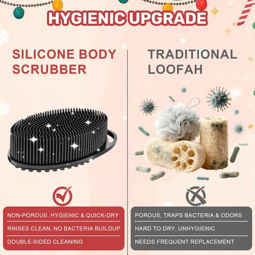 JODBUY Silicone Body Scrubber - Perfect Christmas Stocking Stuffers for Men, Women, Kids & Teens| Bulk Stocking Stuffers Gift Idea, Exfoliating Bath Brush, Fun Stocking Stuffers Candy Alternative 2025