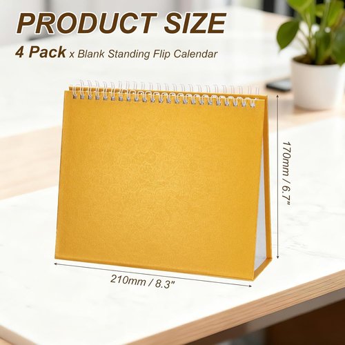 PATIKIL Desk Calendar Base - 4 Pack Flip Calendar Stand | 8.3 x 6.7 Inch Pearl Paper for DIY Home Office Decor