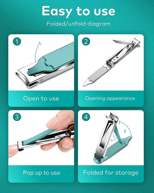MR.GREEN Portable Nail ClippersMedical Grade Stainless Steel Foldable Nail Cutter Ultra Slim Travel Design