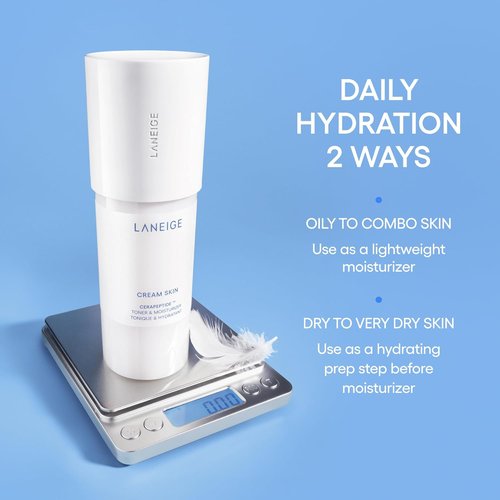 LANEIGE Cream Skin Toner - Lightweight Refillable Milky Toner with Ceramide & Peptide for Hydration & Firming