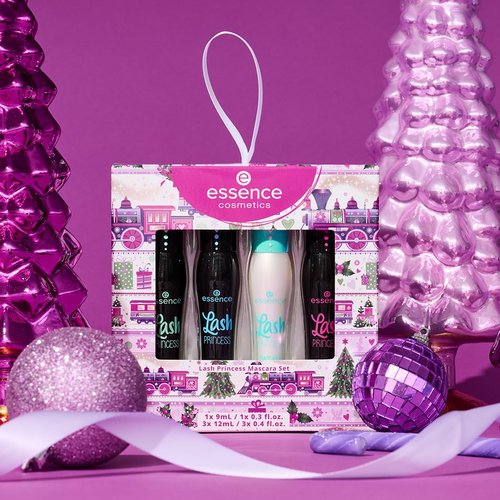 Essence Lash Princess Mascara Holiday Gift Set - 4 Vegan & Cruelty-Free Mascaras | False Lash Effect, Waterproof, Curl & Volume | Perfect Stocking Stuffer for Beauty Lovers