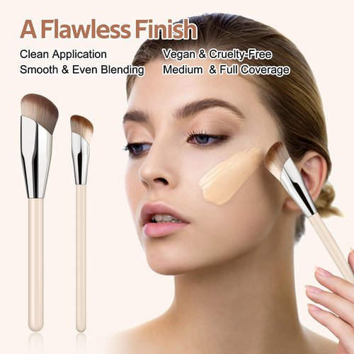 MUIIGOOD Angled Blush Brush, Face Makeup Liquid Blush Brush For A Sculpted Look, Great For Cream, Liquid Or Powder Blush Cheek Flawless Sculpting (2Pcs)