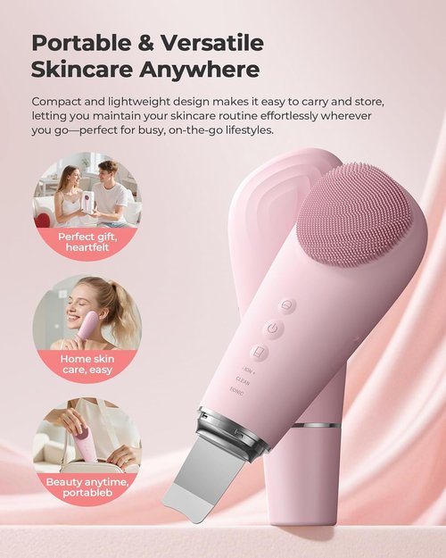 Blackhead Remover Tools - 2 in 1 Electric Face Scrubber Skin Spatula + Electric Silicone Facial Cleansing Brush,Pore Extractor Face Spatula Deep Cleansing for Facial Skincare(2026 Women Gift,7 Modes)