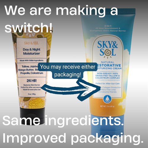 Sky and Sol Everything Cream - 100% Grass Fed Beef Tallow Moisturizer for Face & Body | 3 oz | Natural Edible-Grade Ingredients
