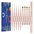 Shine Chance 9Pcs Nail Art Brushes Set, Professional Double-Ended Acrylic Liner Detail Brushes for Gel Polish Art Nail, 3D Art Nail Dotting Brush Pen for Manicure DIY Home Salon, Rosegold
