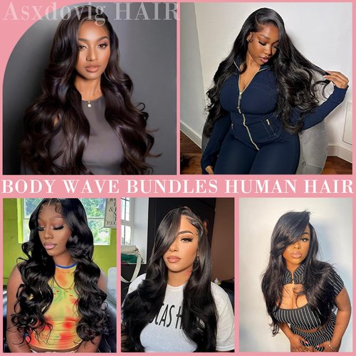 Asxdovig 12A Human Hair Bundles Body Wave 24 Inch Single Bundles Human Hair 100% Unprocessed Brazilian Virgin Hair Double Weft Weave Natural Black