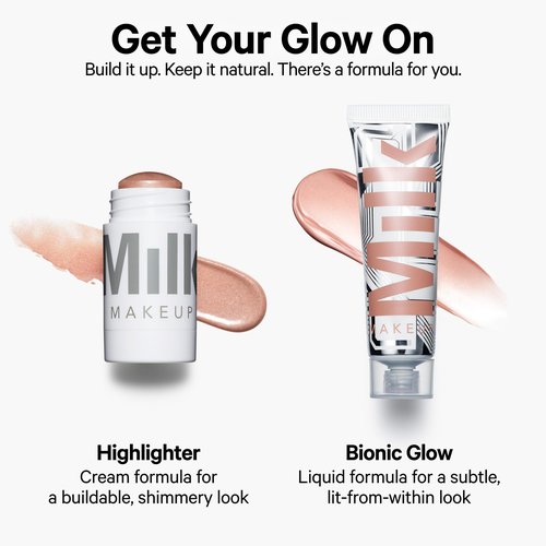 Milk Makeup Bionic Glow Liquid Illuminator, Virtual (Luminous Peach) - 0.91 fl oz - Delivers Hydrating, Natural Glow for Face & Body - Blendable & Buildable - Weightless - Vegan, Cruelty Free