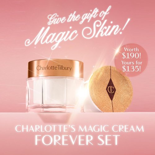 Charlotte Tilbury Magic Cream Forever Set - Firming & Hydrating Face Cream with Vitamins C & E, Peptide Complex & Hyaluronic Acid | Includes Refill Capsule