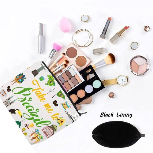 LEVLO Brazil Culture Travel Cosmetic Bag Brazil World Cup Souvenir Gift Take Me To Brazil Zipper Pouch Bag For Traveler (Take Me To Brazil)