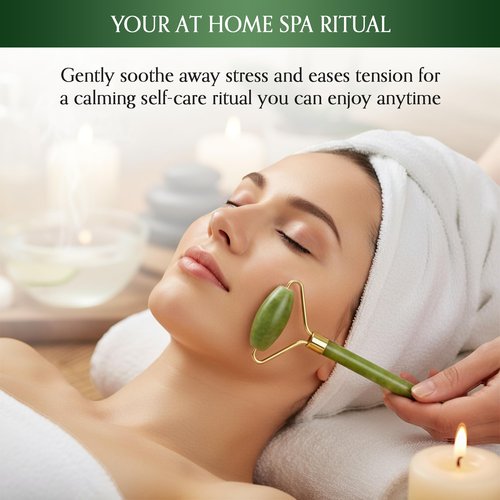Jade Roller and Gua Sha Set for Face & Body – 4-Piece Authentic Jade Facial Roller Kit with Jade Eye Roller and Gua Sha Facial Tools for Sculpting,Puffiness Reduction, Lymphatic Drainage & Spa Massage