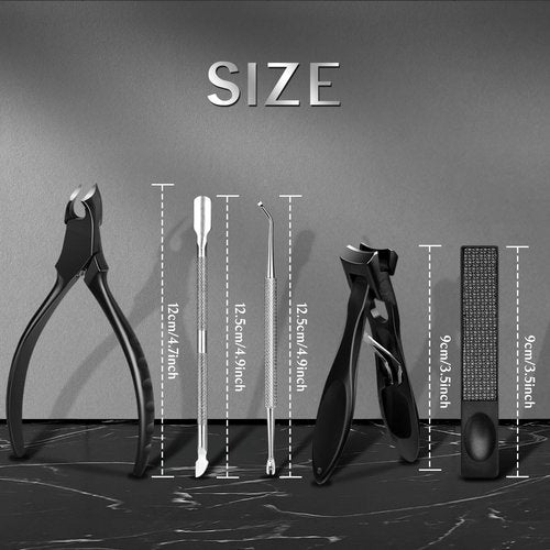 LEYOUFU Toenail Clippers for Seniors Thick Nails, Professional Ingrown Toe Nail Clippers Tools, Wide Jaw Opening Finger Nail Cutter 5-in-1 Heavy Duty Nail Clipper Kit Gifts for Men & Women Adult