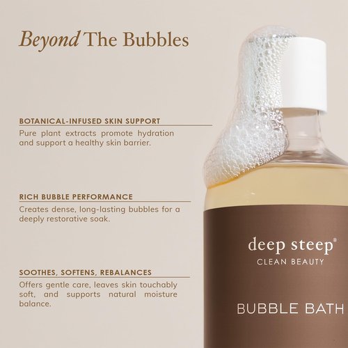 Deep Steep Lavender Chamomile Bubble Bath for Women, Hypoallergenic, Clinically Tested, Clean Formula for Sensitive Skin, Sulfate-Free, 17 fl oz Bottle, Essential Bath Accessories