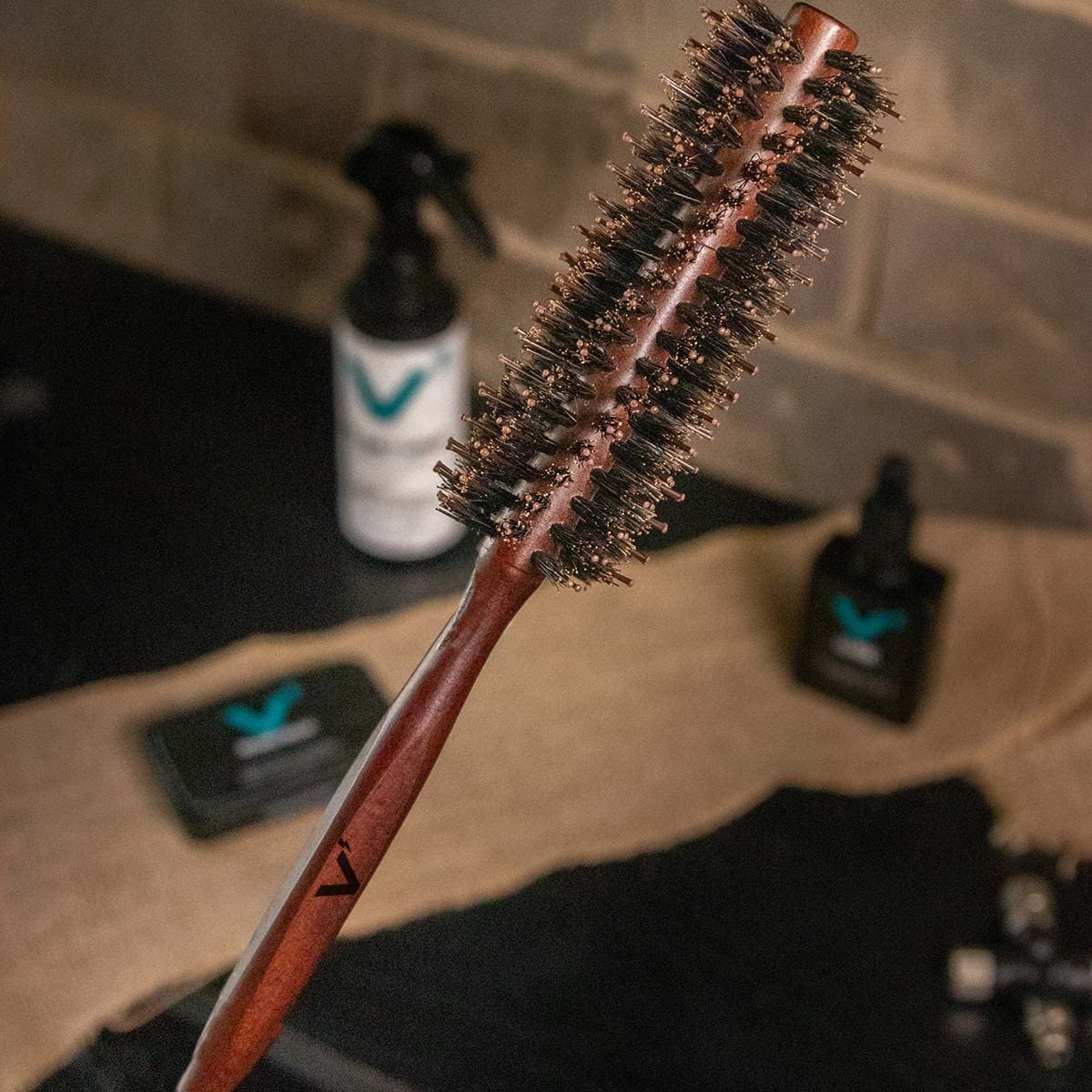 VOLT Hair Brush for Men, Natural Pine Wood, Boar & Nylon Bristles, All Hair Types - Beard Styling and Shaping Tool