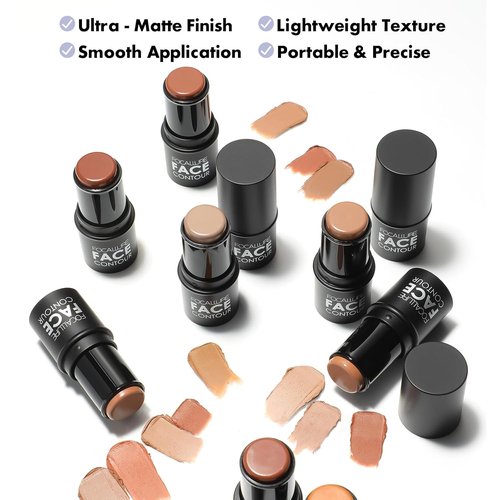FOCALLURE Cream Contour Stick - Matte Bronzer for Professional Face Shaping | Easy Application, Long-Lasting, Mocha
