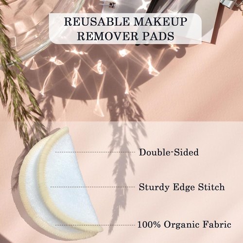 Skiennix Reusable Makeup Remover Pads - 30 Soft Bamboo Cotton Rounds for Skincare & Cleansing | Washable with Storage Bag