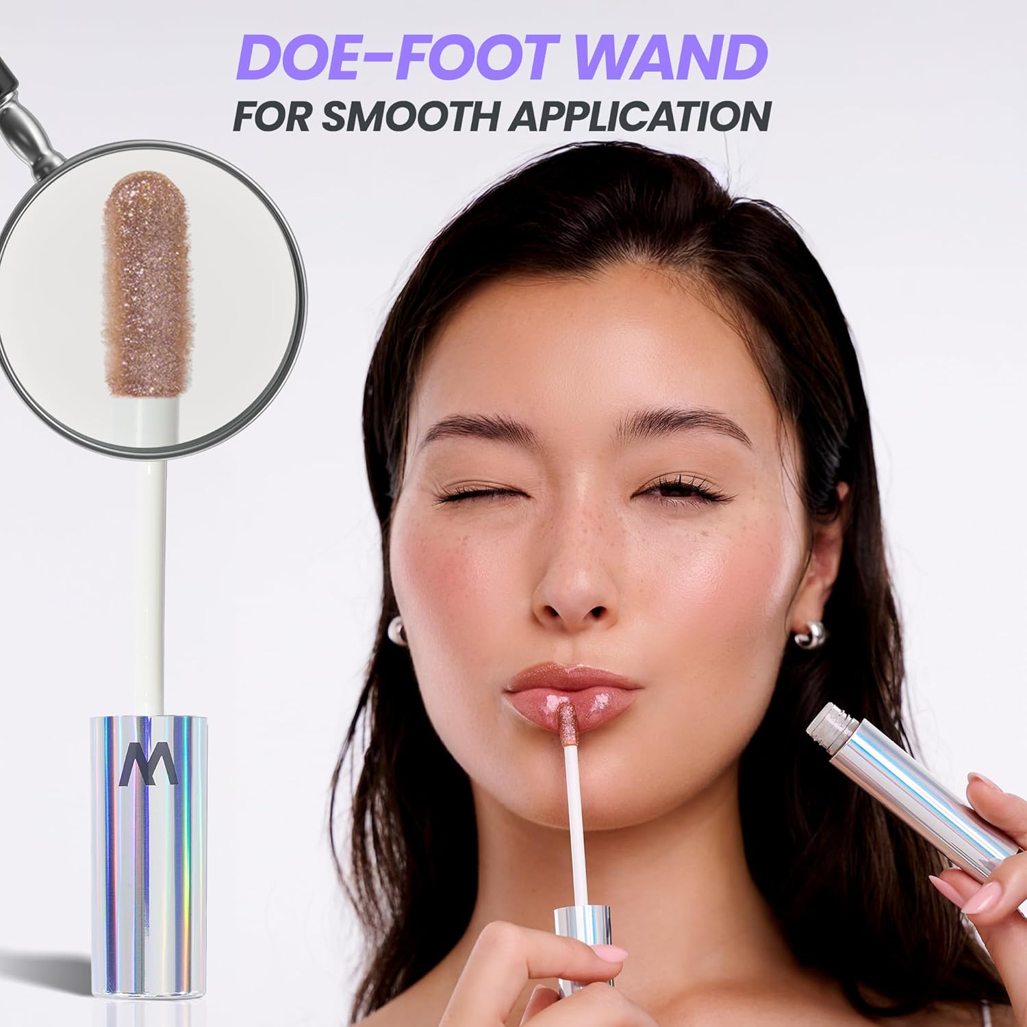 Wonderskin Lip Gloss - Gold Glitter Blading Top Gloss for Hydrating High Shine Finish