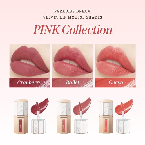 DEARDAHLIA Paradise Dream Velvet Lip Mousse (October) - Vegan Soft-Matte Lip Tint with Lightweight, Buildable, Long-Lasting Color, Whipped Mousse Texture. Cruelty-Free. 0.21 Fl oz