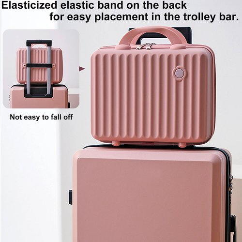 JZRTravel 13 Inch Makeup Train Cosmetic Case Hard Shell ABS Portable Mini Suitcase for Hand Luggage w Elastic Straps Organizer Makeup Toiletry, Gift for Her Women