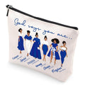 VeloKomo Sorority Gifts Makeup Bag - Blue Waterproof Linen Cosmetic Bags Portable Travel Party Accessories Toiletry Pouch Appreciation Christmas Birthday Gift for Women Girls Friend Bestie Coworker