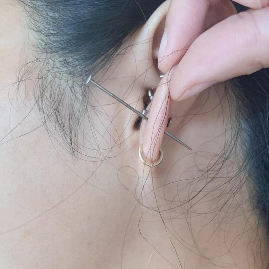 WOLAYI G23 Titanium Threadless Piercing Taper 16G/18G/20G Flat Back Earring Applicator Tool Insertion Pin for Push In Nose Lip Ear Tragus Helix Body Piercing Jewelry Stretcher Assistant Tool (6Pcs, 20G/18G/16G Curved&Straight)