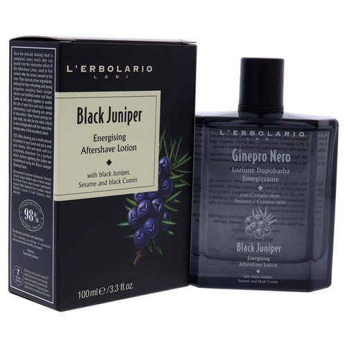 L'Erbolario Energizing After Shave Lotion - Hydrating Aftershave for Men for Soothed Face and Neck - Woody Post Shave Cream - Black Juniper - 3.3 oz