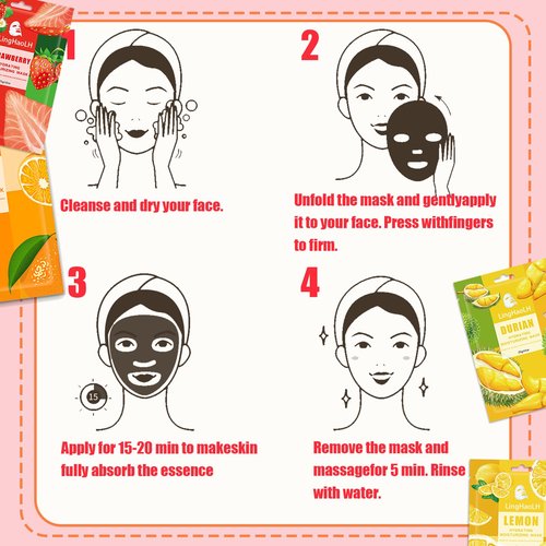 LingHaoLH 20 Pack Facial Sheet Face Mask Variety Set for All Skin Types,Hydrating Moisturizing Sheet Masks Combo