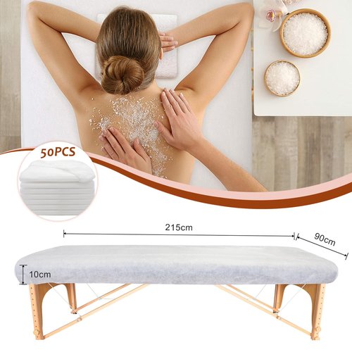 Rngwaper 50PC Disposable Fitted Massage Table Sheets, Elastic Massage Sheets, Breathable Spa Bed Cover,36 x 85 Inch
