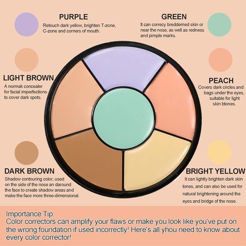Skiennix Color Corrector Palette - 6-in-1 Concealer & Contour Kit for Dark Circles & Redness | Full Coverage