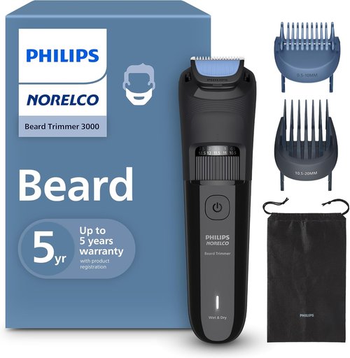 Philips Norelco Beard Trimmer 3000 - 100% Waterproof with 40 Length Settings & USB Charging, BT3620/40