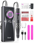Yomanta Electric Nail Drill Professional Kit: 45,000 RPM USB Rechargeable Efile Nail Drill Nail File with 12 Bits for Polishing Gel/Acrylic Nails- Portable Manicure Tool Set for Salon/Home-Black