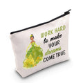TSOTMO Tiana Gift Princess Gifts Cartoon Movie Merchandise Gift For Movie Fans Movie Quotes Inspirational Makeup Bag For Women Girls (WORK HARD)