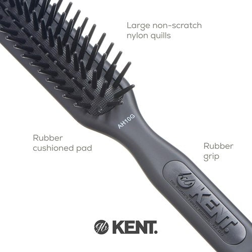 Kent AH10G Airhedz Pro Narrow Pin Hair Brush - Detangles Long, Thick & Curly Hair | Scalp Massager in Grey