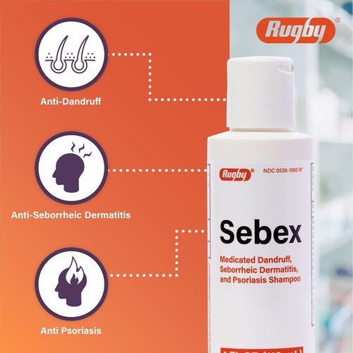 Rugby Sebex Medicated Dandruff Shampoo for Women and Men - 2% Sulfur and 2% Salicylic Acid Anti-Dandruff Shampoo - Helps With Symptoms of Seborrheic Dermatitis and Psoriasis - 4 Oz. (10 Pack)